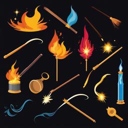 Harry Potter clipart - a wand casting sparks  color,minimalist,vector clipart