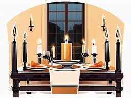 Candle clipart - Candle on a dinner table.  vector style illustration, white background