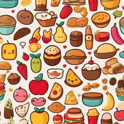 Cute Food Wallpaper - Food icons in a kawaii style  ,background wallpaper