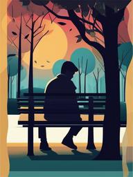 Sleep clipart - person on a park bench dozing off  color,minimalist,vector clipart