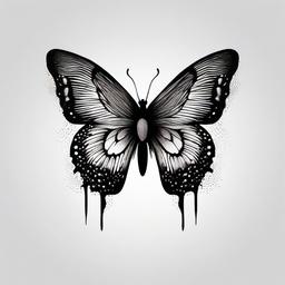 butterfly fingerprint tattoo  simple color tattoo,white background,minimal