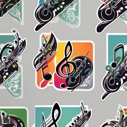 Music Note Cluster Sticker - Cluster of musical notes, ,vector color sticker art,minimal