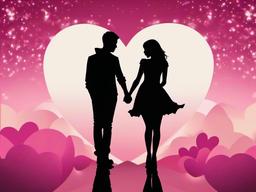 Valentines Day background - Silhouette of a couple holding hands with a heart overlay  aesthetic background wallpaper