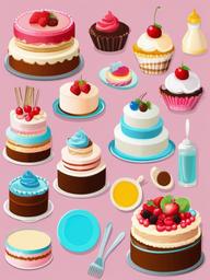 Cake clipart - cake decorating tools and ingredients  