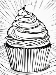 Cake Coloring Pages - Cupcake with a swirl of whipped cream  simple coloring pages