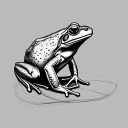 drawing of common frog  minimal rough sketch scribbles,doodles,black and white