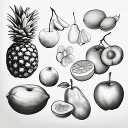 pencil sketch of fruits  minimal rough sketch scribbles,doodles,black and white