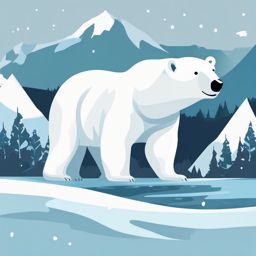 Cute Polar Bear in an Icy Wilderness  clipart, simple