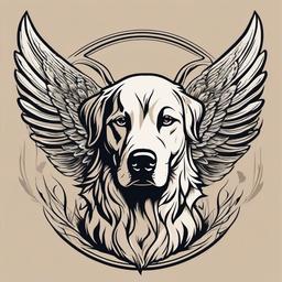 Guardian Angel Dog Tattoo - Honor your canine companion with a guardian angel dog tattoo.  minimalist color tattoo, vector