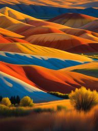 oregon's painted hills - create a serene night painting of oregon's painted hills, where the colorful layers of earth create a striking natural palette. 