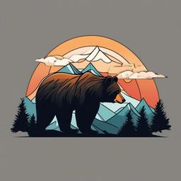 bear and mountain tattoo  simple vector color tattoo