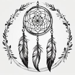 Dream Catcher Tattoo - Tattoos featuring dream catchers, a symbol believed to catch and filter out bad dreams.  simple vector tattoo,minimalist,white background