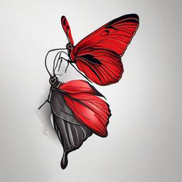 cardinal butterfly tattoo  simple color tattoo, minimal, white background