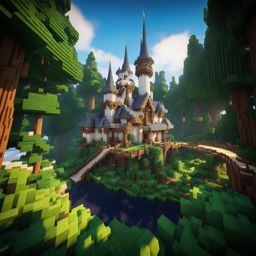 fairy-tale castle surrounded by a magical forest - minecraft house ideas minecraft block style