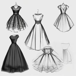 sketch of a dress  minimal rough sketch scribbles,doodles,black and white