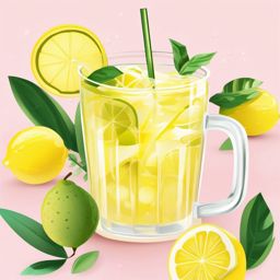 Summer Lemonade clipart - Refreshing lemonade with ice, ,vector color clipart,minimal