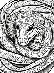 Snake Coloring Page - Slithering Reptile  black outline printable coloring page