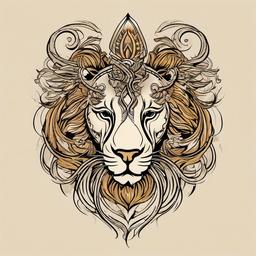 leo and virgo combined tattoo  simple vector color tattoo