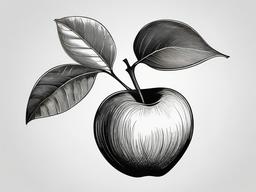 drawing of an apple with leaves  minimal rough sketch scribbles,doodles,black and white