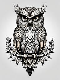 Owl Athena Tattoo - Symbolize wisdom and intellect with an owl Athena tattoo, paying homage to the goddess of wisdom in Greek mythology.  simple color tattoo, white background