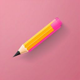 Pencil and Eraser Sticker - Pencil paired with a pink eraser, ,vector color sticker art,minimal