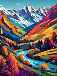 Desktop Wallpaper - Swiss Alps Landscape in Interlaken wallpaper splash art, vibrant colors, intricate patterns