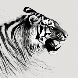 drawing of a tiger swimming  minimal rough sketch scribbles,doodles,black and white