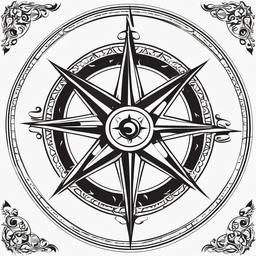 Compass Traditional Tattoo - Compass tattoo designed in a traditional style.  simple vector tattoo,minimalist,white background