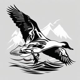 waterfowl duck hunting tattoos  simple color tattoo,minimal,white background