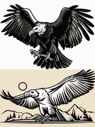 Vulture clipart - Scavenging bird with broad wings soaring high, ,color clipart vector style