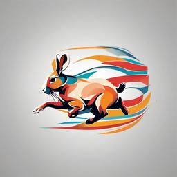 rabbit running tattoo  minimalist color tattoo, vector