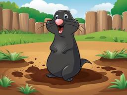 Mole Cartoon - Cartoon of mole popping out of ground  