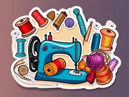 Sewing Mania sticker- Fabric and Thread Whimsy, , color sticker vector art