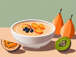 Pawpaw and Papaya Smoothie Bowl Clipart - A smoothie bowl with pawpaw and papaya.  color vector clipart, minimal style