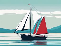 Sailboat Clipart - A sailboat on the open water.  color clipart, minimalist, vector art, 