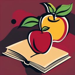 Book and apple icon - Book and apple icon for education and nutrition,  color clipart, vector art