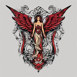 angels number tattoo  simple vector color tattoo