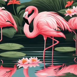 flamingo clipart: standing gracefully in a tranquil pond. 