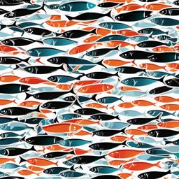 Sardine Clipart - Sardine fish forming massive schools , minimal, 2d