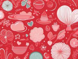 Cute Red Wallpaper-Red with soft, pastel-colored doodles for a playful aesthetic  background wallpaper