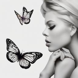 butterfly ideas tattoo  simple color tattoo, minimal, white background