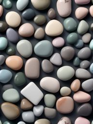 Smooth garden stones with a polished finish and muted pastel tones top view, product photoshoot realistic background, hyper detail, high resolution