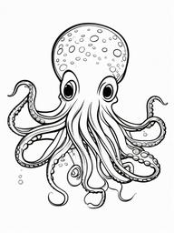 Octopus Coloring Pages - Octopus with a jellyfish  simple coloring pages