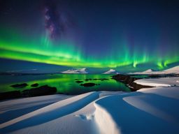 mount erebus, antarctica - watches a mesmerizing display of the southern lights in the polar sky. 