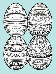 Easter Eggs Coloring Pages - Easter Eggs with ribbons  simple coloring pages