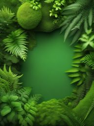 Lush green moss and ferns top view, photo realistic background, hyper detail, high resolution