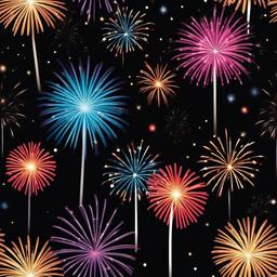 Celebration clipart - fireworks lighting up the night sky  color,minimalist,vector clipart