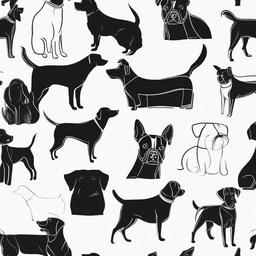 line drawings of dogs  minimal rough sketch scribbles,doodles,black and white