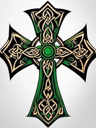 irish celtic cross tattoo designs  simple color tattoo,minimal,white background