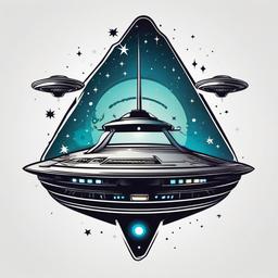 Cool UFO Tattoos - Explore cool and trendy UFO-themed tattoos for a cosmic vibe.  simple color tattoo,vector style,white background